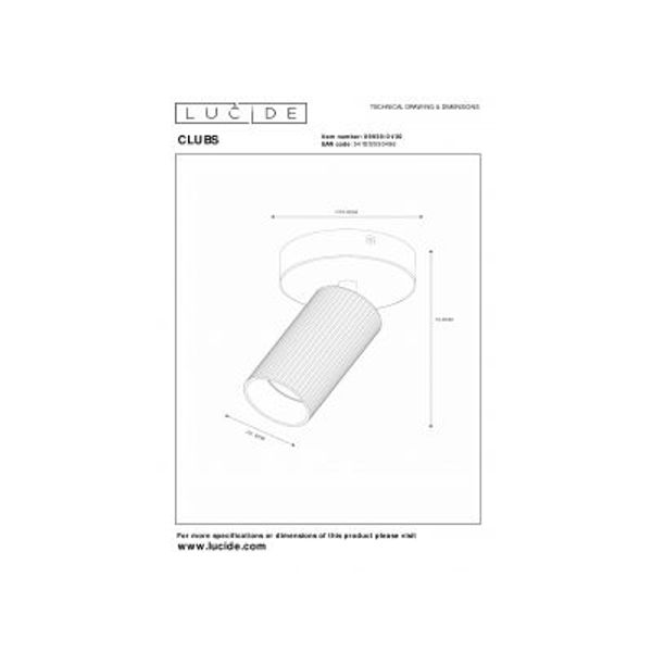 Lucide CLUBS Plafondspot-Zwart-1xGU10-40W-Alumin.