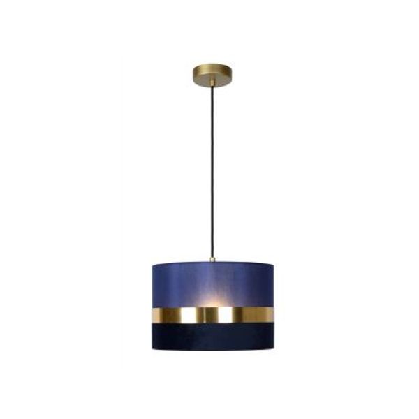 Lucide TUSSE. Hanglamp-Blauw-1xE27-60W-Linnen