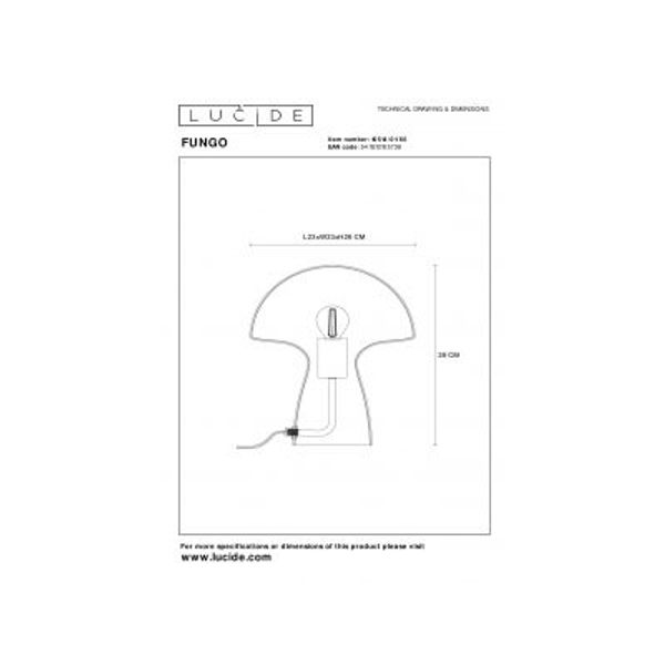 Lucide FUNGO Tafellamp-Transp.-1xE27-60W-Glas