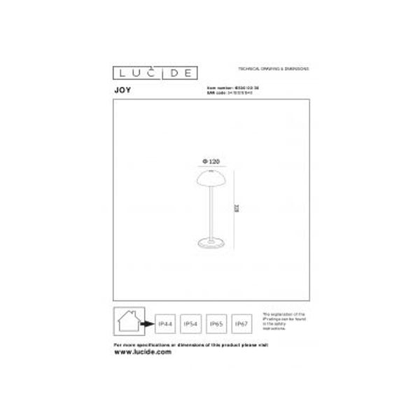 Lucide JOY Tafellamp Buiten-Zwart-Ø12-LED Dimb.-1,5W