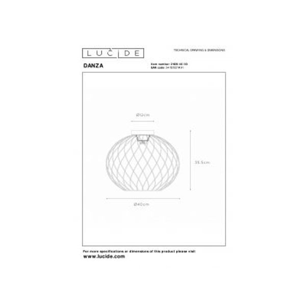 Lucide DANZA Plafonnière-Zwart-Ø40-1xE27-40W-Metaal