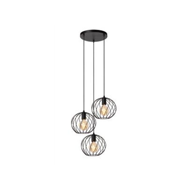 Lucide DANZA Hanglamp-Zwart-Ø50-3xE27-40W-Metaal