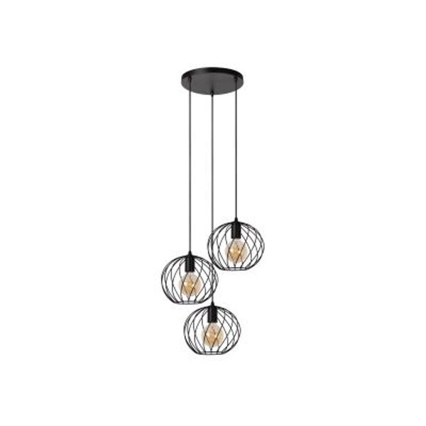 Lucide DANZA Hanglamp-Zwart-Ø50-3xE27-40W-Metaal