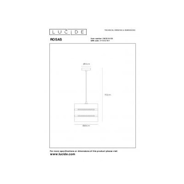 Lucide ROSAS Hanglamp-Zwart-Ø26-1xE27-40W-Metaal