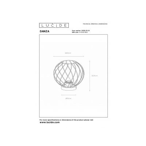 Lucide DANZA Tafellamp-Mat Go.-Ø25-1xE27-40W-Metaal