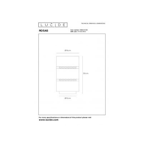 Lucide ROSAS Tafellamp-Zwart-Ø16-1xE27-40W-Metaal