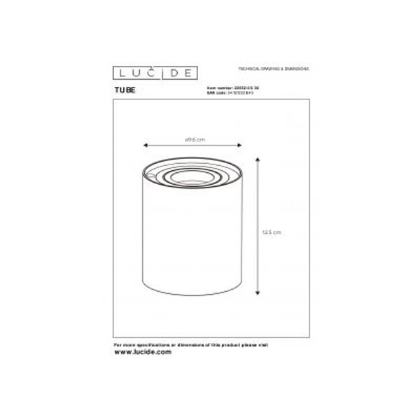 Lucide TUBE Tafellamp-Zwart-Ø9,6-LED Dimb.-1xGU10-5W