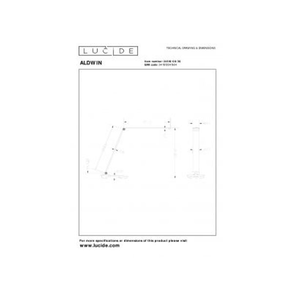 Lucide ALDWIN Bureaulamp-Zwart-LED Dimb.-8W-2800K/6500K