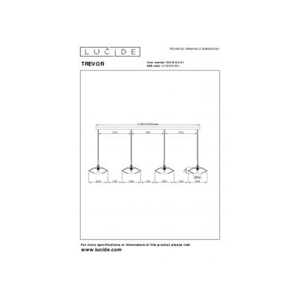 Lucide TREVOR Hanglamp-Opaal-4xG9-40W-Glas