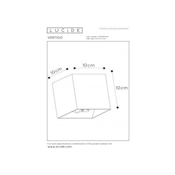 Lucide VERTIGO Wandlamp-Zwart-LED Dimb.-6W-2700K-5V-IP54