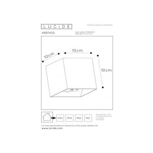 Lucide VERTIGO Wandlamp-Wit-LED Dimb.-6W-2700K-5V-IP54