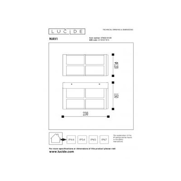 Lucide NAVI Wandlamp Buiten-Antrac.-1xE27-18W-IP54