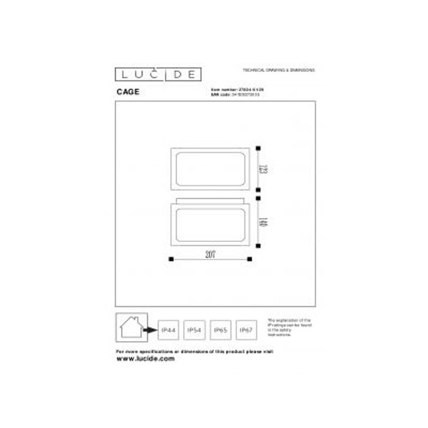 Lucide CAGE Wandlamp Buiten-Antrac.-LED-1xE27-18W-IP44