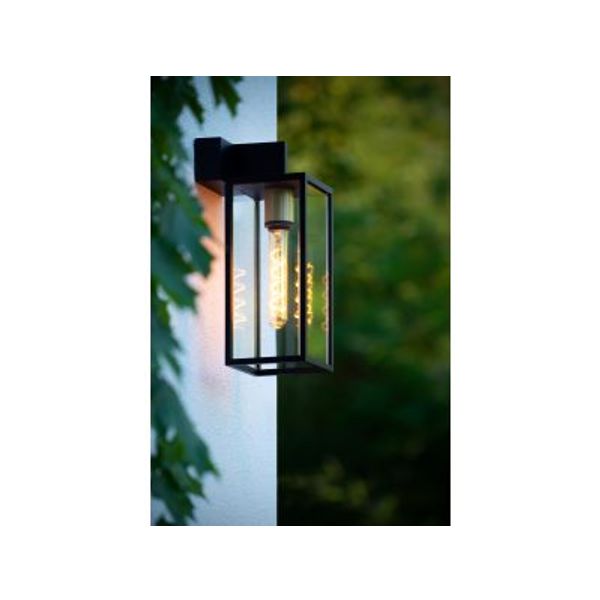 Lucide LAURENS Wandlamp Buiten-Zwart-1xE27-40W-IP54-Glas