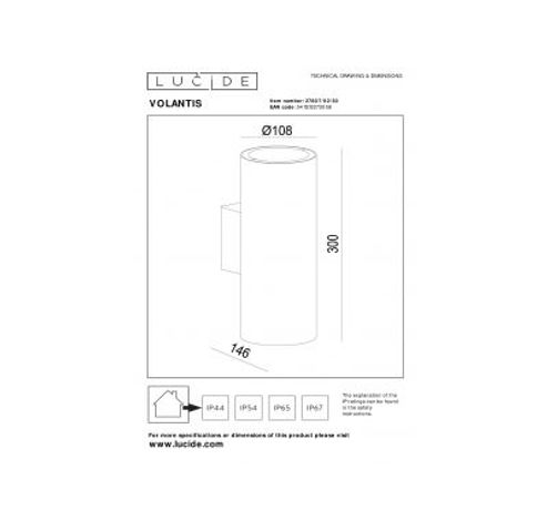 VOLANTIS Wandspot Buiten-Zwart-2xE27-40W-IP54  Lucide