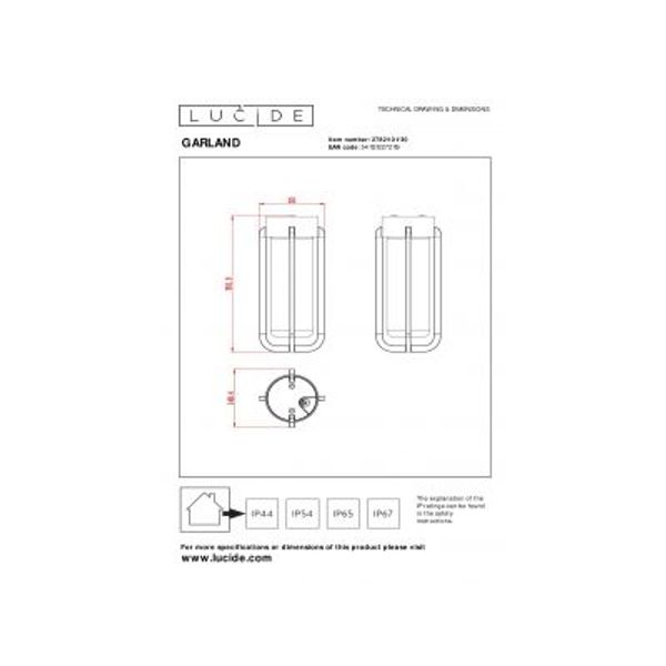 Lucide GARLAND Plafonnière Buiten-Zwart-Ø15,1-1xE27-20W