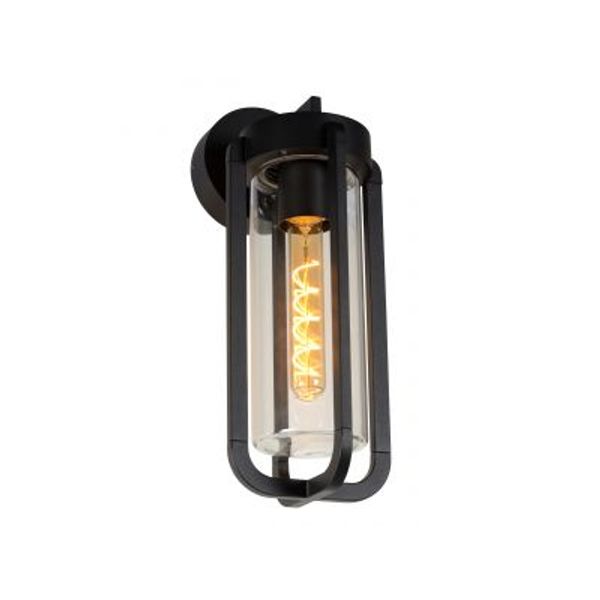 Lucide GARLAND Wandlamp Buiten-Zwart-1xE27-20W-IP44-Glas