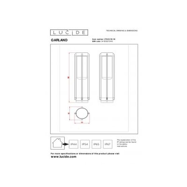 Lucide GARLAND Tafellamp Buiten-Zwart-Ø15,1-1xE27-20W