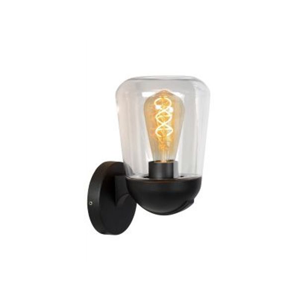 Lucide TULSA Wandlamp Buiten-Zwart-1xE27-40W-IP44-Glas