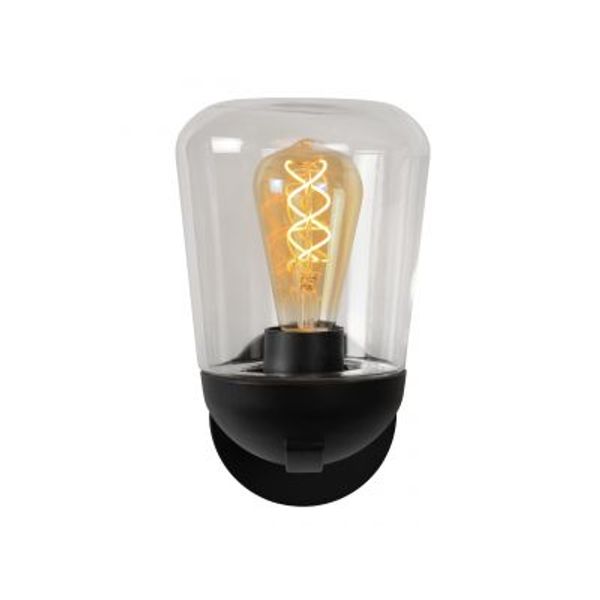 Lucide TULSA Wandlamp Buiten-Zwart-1xE27-40W-IP44-Glas