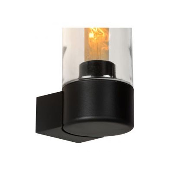 Lucide MICHA Wandlamp Buiten-Zwart-1xE27-40W-IP44-Glas