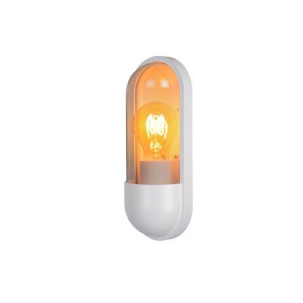 Lucide CAPSULE Wandlamp Buiten-Wit-1xE27-15W-IP54-Kunsts.