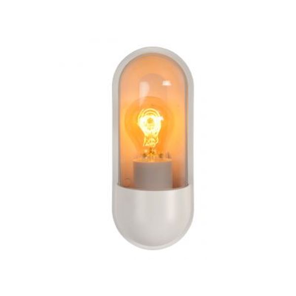 Lucide CAPSULE Wandlamp Buiten-Wit-1xE27-15W-IP54-Kunsts.