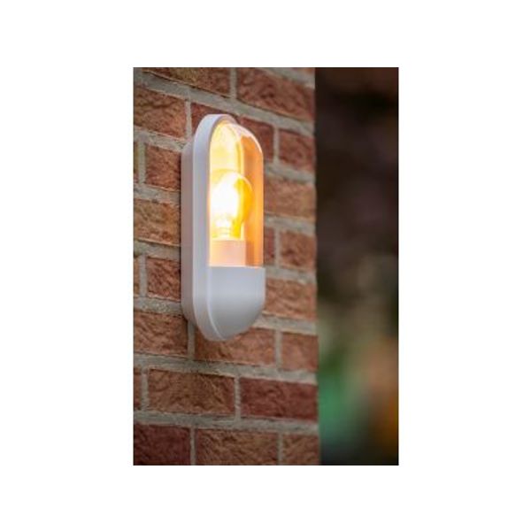 Lucide CAPSULE Wandlamp Buiten-Wit-1xE27-15W-IP54-Kunsts.