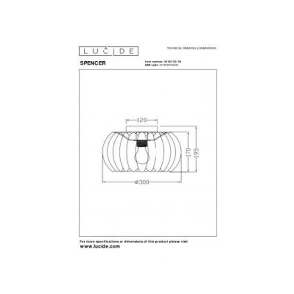 Lucide SPENCER Plafonnière-Zwart-Ø30-1xE27-40W-Vilt