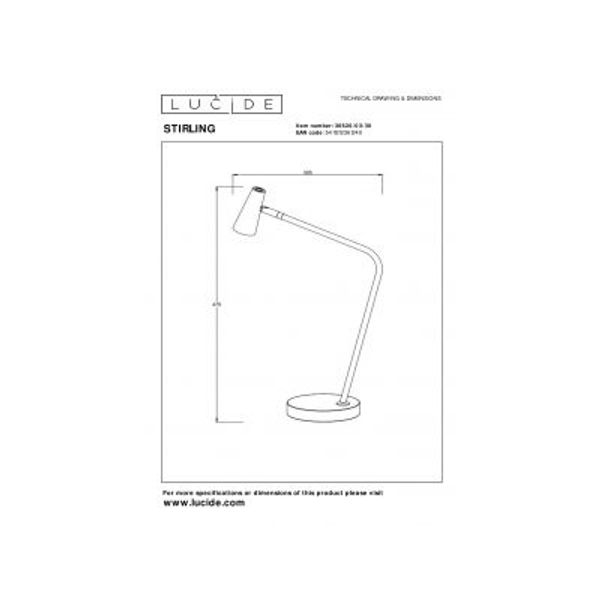 Lucide STIRLING Tafellamp-Zwart-LED Dimb.-3W-2700K