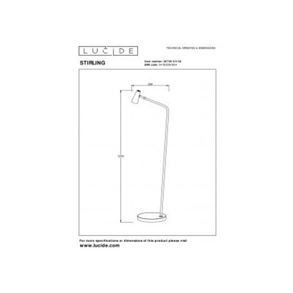 Lucide STIRLING Vloerlamp-Zwart-LED Dimb.-3W-2700K