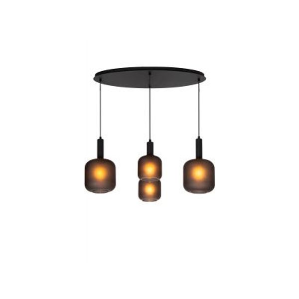 Lucide ELOISE Hanglamp-Zwart-4xE27-40W-Glas