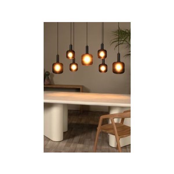 Lucide ELOISE Hanglamp-Zwart-7xE27-40W-Glas