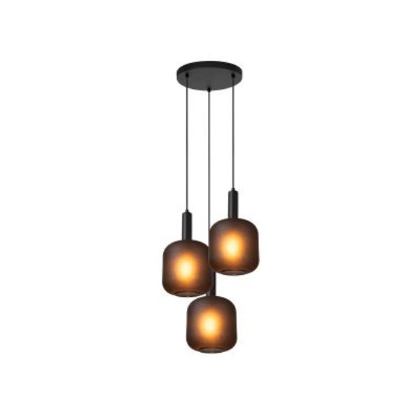 Lucide ELOISE Hanglamp-Zwart-Ø40-3xE27-40W-Glas