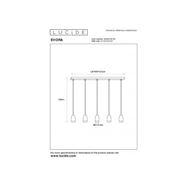 Lucide EVORA Hanglamp-Zwart-Ø10-5xGU10-35W-Metaal