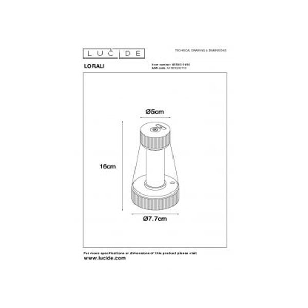 Lucide LORALI Tafellamp-Roze-LED Dimb.-1,2W-2600K/3000K