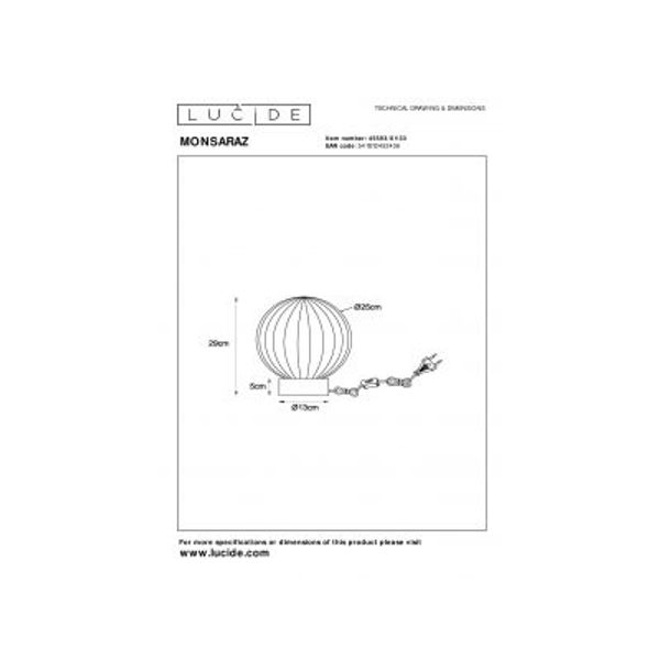 Lucide MONSARAZ Tafellamp-Groen-Ø25-1xE27-40W-Glas