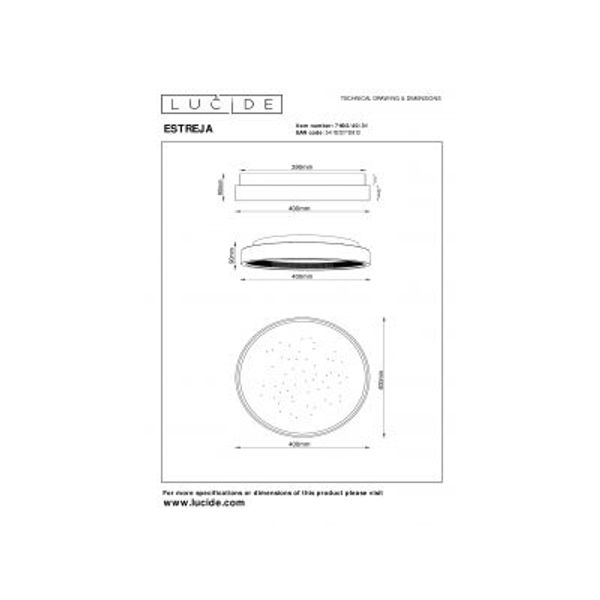 Lucide ESTREJA Plafonnière-Wit-Ø40-LED Dimb.-40W