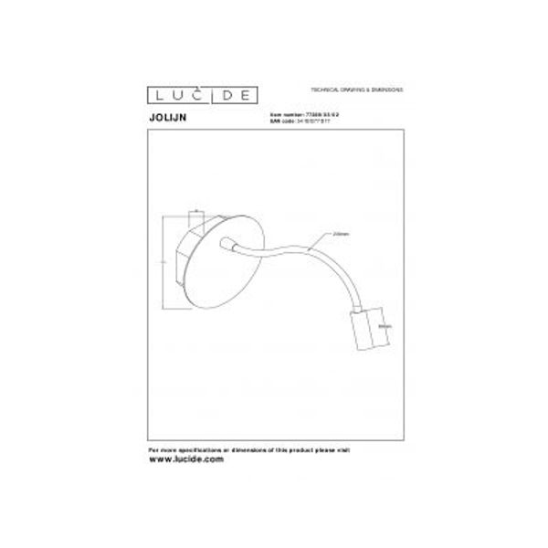 Lucide JOLIJN Bedlamp-Mat Go.-Ø11-LED-2W-3000K