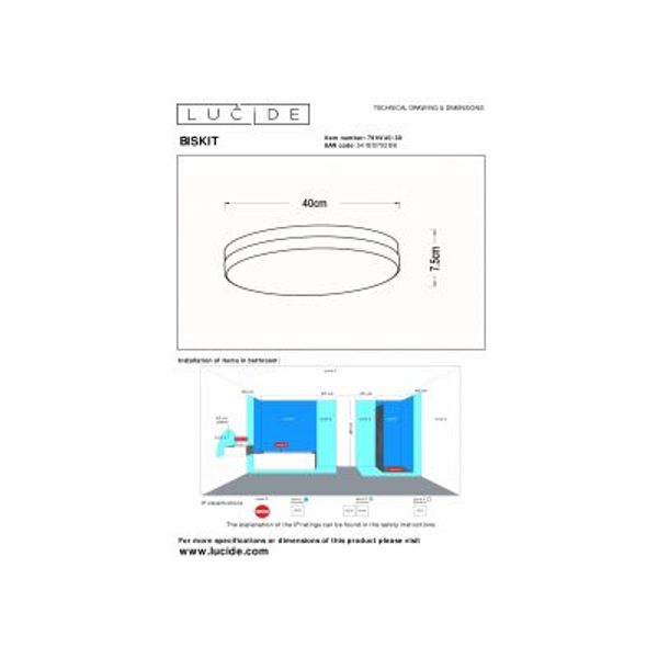 Lucide BISKIT Plafonnière Badk.-Zwart-Ø40-LED-36W-2700K