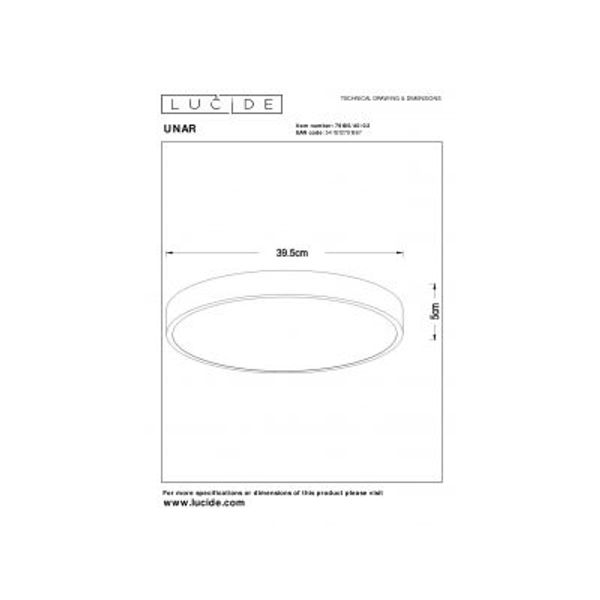 Lucide UNAR Plafonnière-Mat Go.-Ø39,5-LED Dimb.-24W-2700K