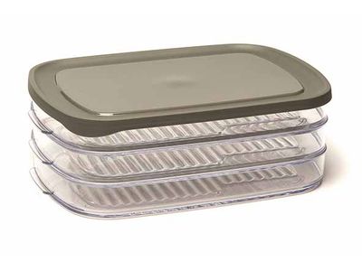 Amuse Charcuteriedoos 3 Compartimenten Transparant - Grijs 23,2x16,4xh7,9cm