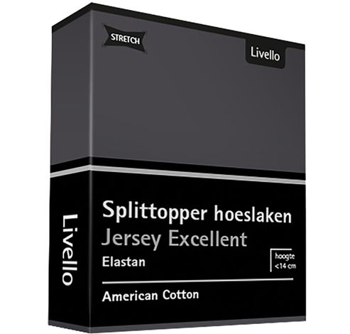 Hoeslaken Splittopper Jersey Excellent Dark Grey 140x200  Livello Home