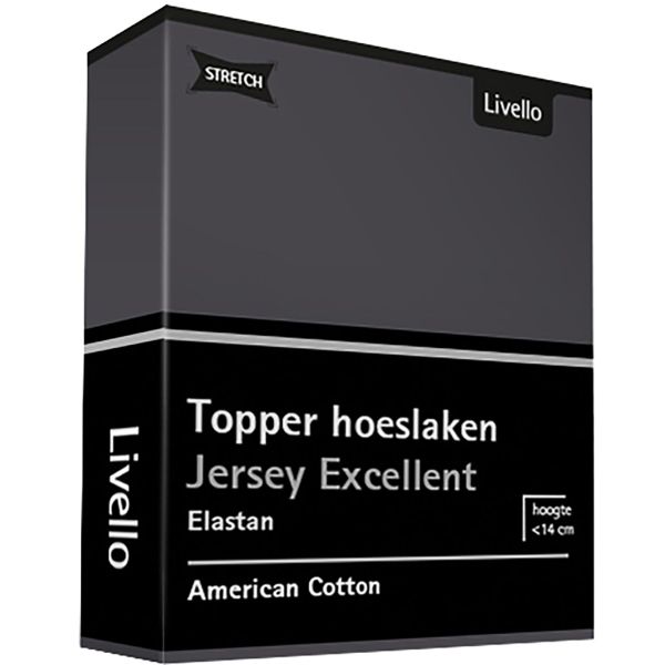 Livello Home Hoeslaken Topper Jersey Excellent Dark Grey 90x200