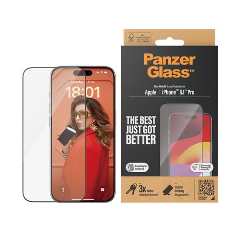 P2810 Privacy-screenprotector iPhone 15 Pro | Ultrabrede pasvorm w. EasyAligner  PanzerGlass