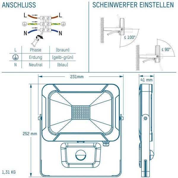 Ansmann VERSTRALER LED 30W 2400LM (WAND+SENSOR)