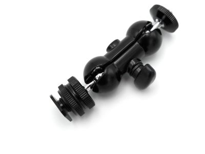 Dual Ball Head Bracket (Cold Shoe + 1/4""F To 1/4""M)