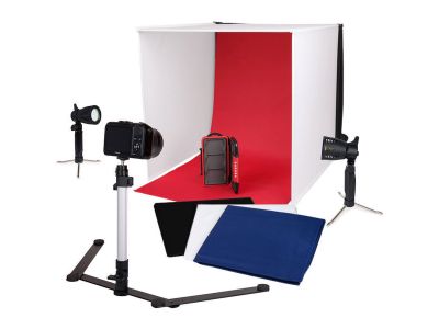 Portable Fotostudio w/ Losse LED Lampen 60x60x60cm