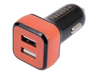 Duo USB Car Charger 4.8 Amp Black/Red