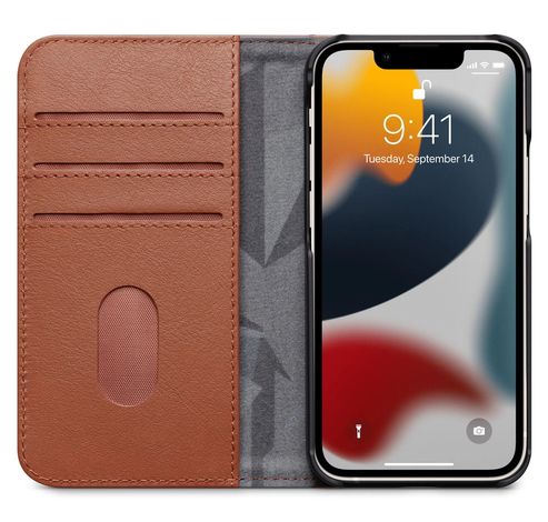 Etui Portefeuille Cuir Noir iPhone 13 mini marron  Decoded